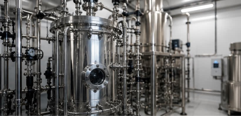 Stainless steel fermentation vessels and process pipework